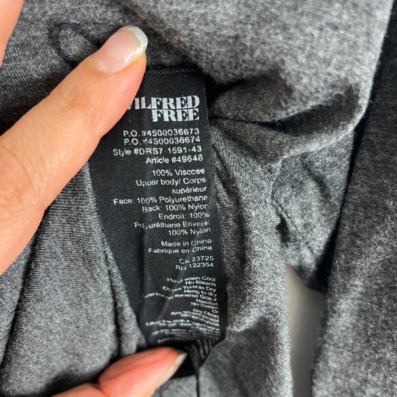 Aritzia Wilfred Free Simone Gray/Black Shirt w/ Faux Leather Embellishments - Picture 6 of 11